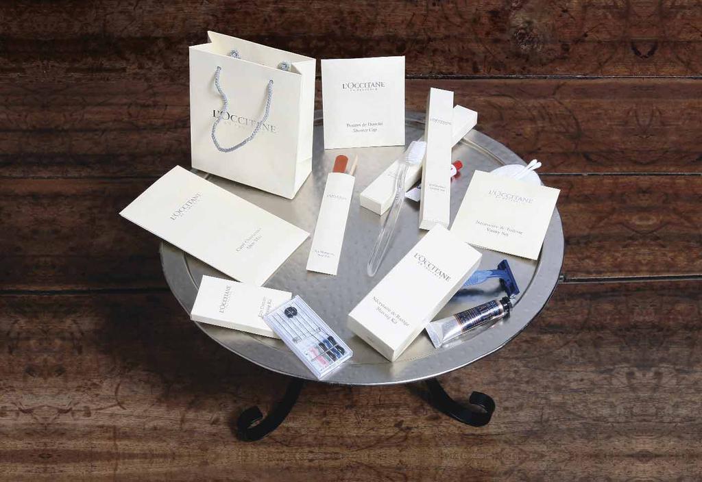 Accessories This elegant line of accessories in its sleek ivory and silver packaging is the perfect complement to the various L OCCITANE amenity lines.