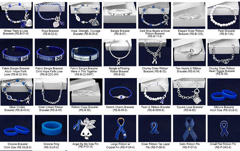 Dark Blue Ribbon Fundraising Kits This sampler kit has 1 sample of every jewelry item that we sell.