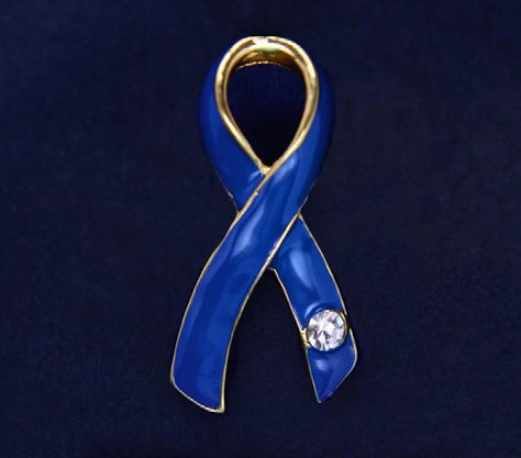 This angel pin has a dark blue crystal ribbon on its chest. Jewelers back.