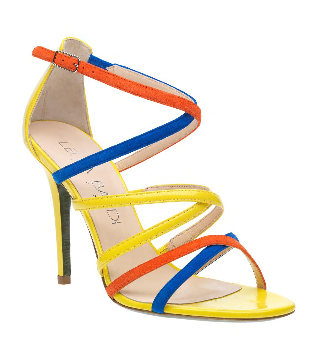 Colour Manifesto Lella Baldi s colourful glam Laced toecap shoe with cortex-effect leather and must-coloured trimming. Rounded décolletés evoking hillside slopes and colours.