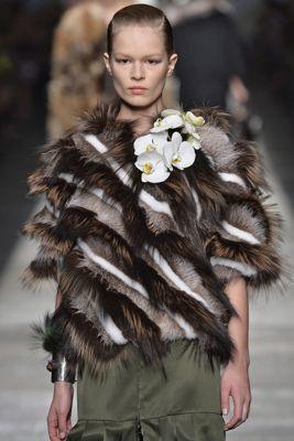 Marni and Krizia mixed fur with feathers for an off beat