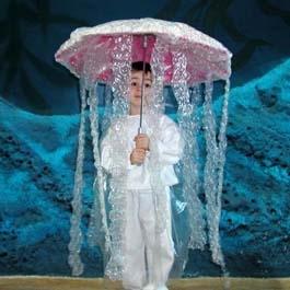 (from a craft store). Glue the bubble wrap and streamers to each point on the umbrella.
