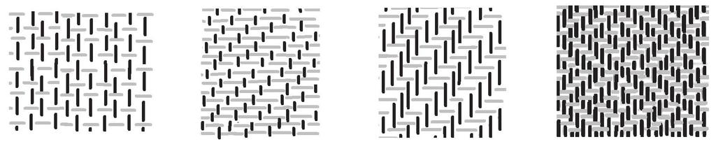 166 Ben Cartwright Fig. 11.2. From left to right: Schematic drawings of tabby, 2/1 twill, and 2/2 twill. Drawing: Ben Cartwright (after Hoffmann 1964). finished in bronze clasps.