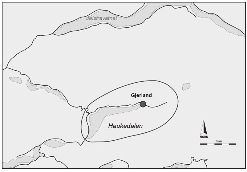 4. Courtyard sites in western Norway 49 Fig. 4.3. The courtyard site locations within settlement territories indicated by topography and distribution of Iron-Age finds. Illustration: Asle Bruen Olsen.