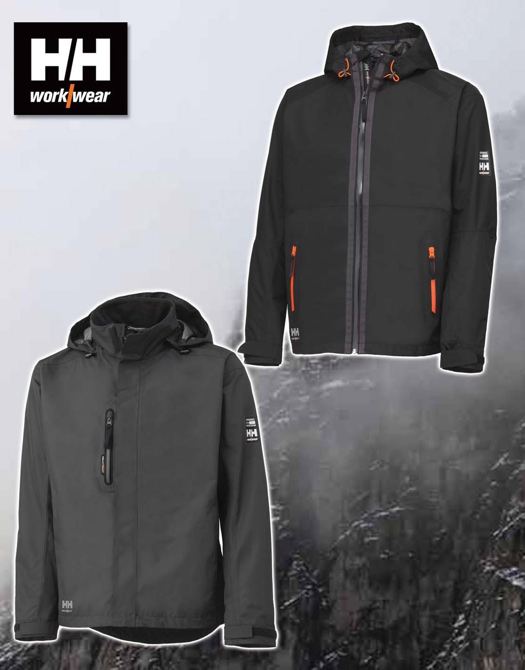 FOUL WEATHER PROTECTION 71040 BRUSSELS JACKET Helly Tech - waterproof/breathable. Lining: 100% Polyester mesh. Water repellent front zipper with inner placket. No shoulder seams.