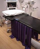 The single sided table drape uses velcro to adhere to the side of your imaging table. The double sided drape features a saddlebag design for a secure fit to any style imaging table.