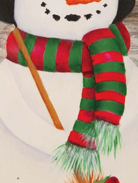 stripes on the scarf We will do the broom and fringe later The Hat Tuscan Red Base in the hatband Mistletoe Green Base in the holly leaves Tuscan Red.