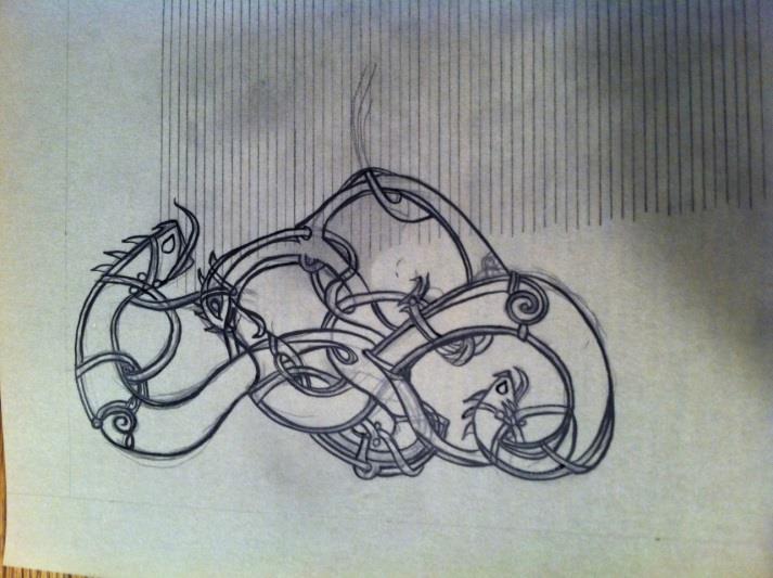 Cammin Casket Scroll Sketch of S-shape with
