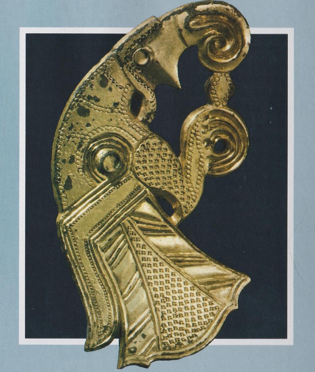 Swedish Harness Ornament Gilt-bronze Swedish pre-viking piece.