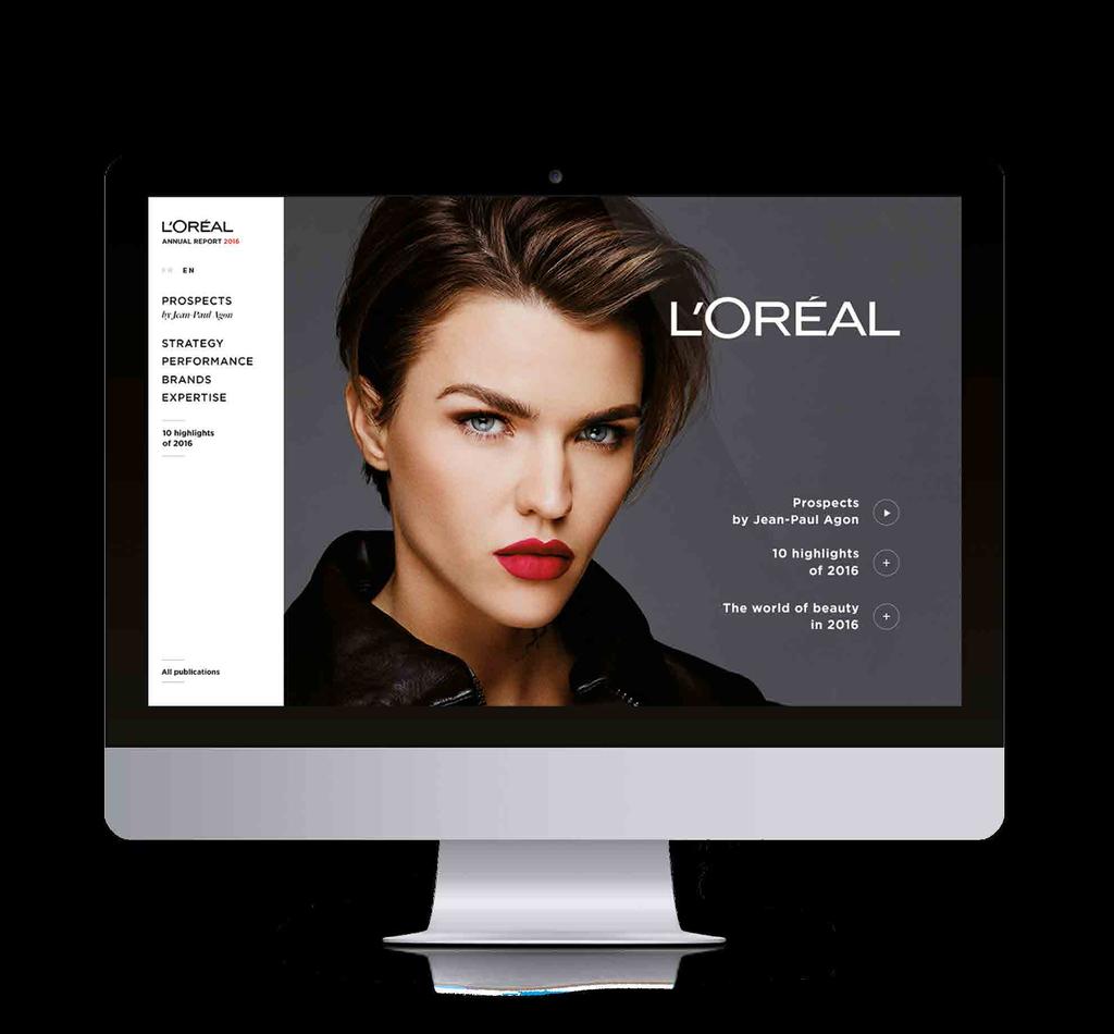 In the L Oréal Finance app, go to Publications / Annual Reports and click on Scan this page. 3.