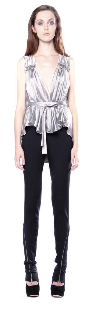 LOOK 3 Grey Japanese rayon top with distressed metal sequins