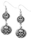 Skull Coin and Cross Chain Earrings