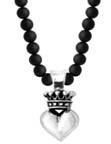 Q52-5052 Small Silver 3D Crowned Heart on 18' Onyx