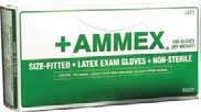 0 Disposable Gloves VINYL Page 5 EXAM GRADE VINYL +AMMEX Powder Free, Textured, Hand Specific, Latex Gloves Hand specifi c in 6 sizes from 6.5 through 9.0 for a perfect fi t.