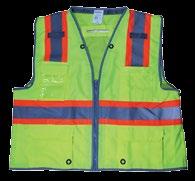 Heavy Duty Surveyor s Vest, ANSI Class 2 100% Polyester 130G solid twill front, 100%