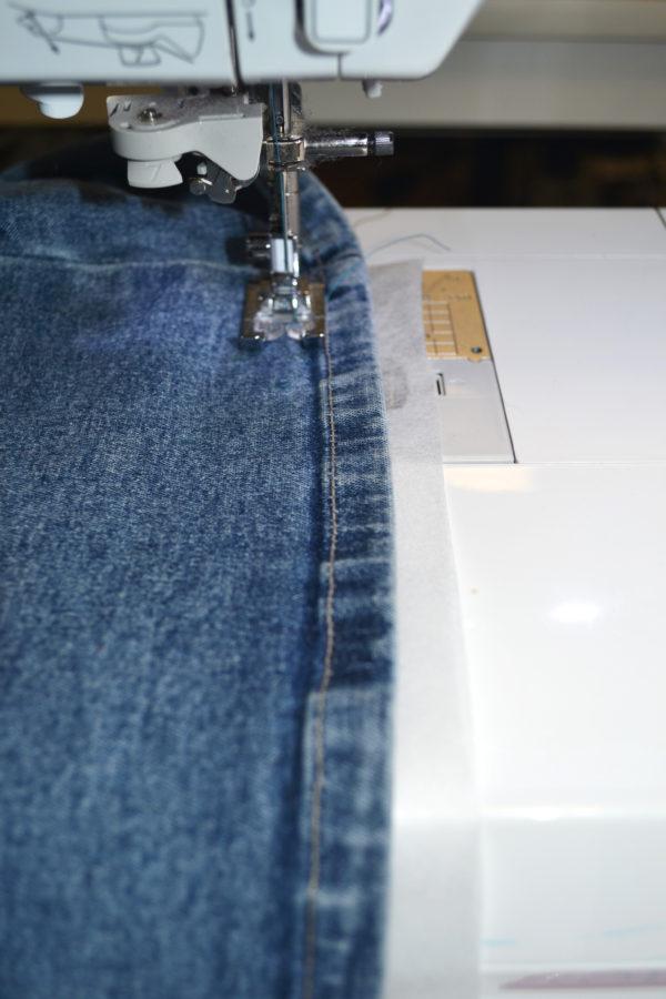 Because this denim is thin, I used one layer of Sulky Tear