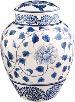 Ceramic & Clay Urns Clay 95 180 Azure Peony The Azure Peony urn embraces