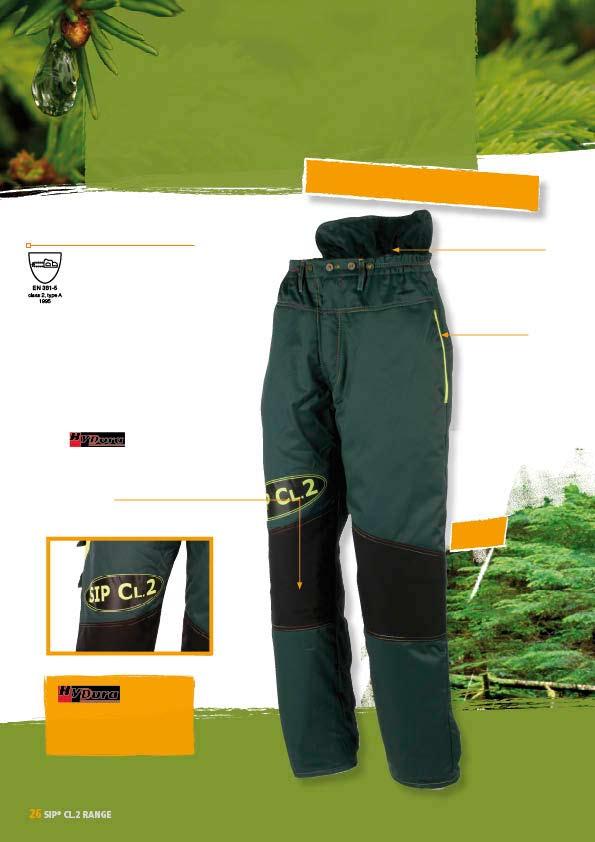 SIP CL.2 RANGE FORESTRY JACKET - TROUSERS - COVERALL - FLEECE The SIP CL.2 range shows that SIP Protection constantly develops innovative products. The SIP CL.2 offers a maximum comfort and complies with EN 381-5 norm class 2.