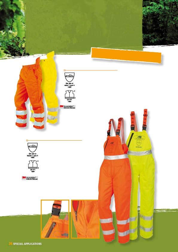 SPECIAL APPLICATIONS HIGH VISIBILITY PROTECTION AGAINST CHAIN SAWS This high visibility collection is composed of garments in high visibility colors combined with reflective stripes which guarantee