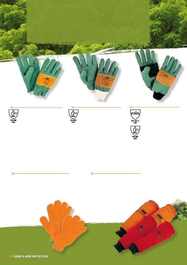 HAND AND ARM PROTECTION FORESTRY GLOVES - CUFFS 2SA1 FORESTRY GLOVES EN 388 3 1 3 2 EN 420 Green hide leather / Long lifespan, for light loading and unloading in the forest / Aramide stitching for