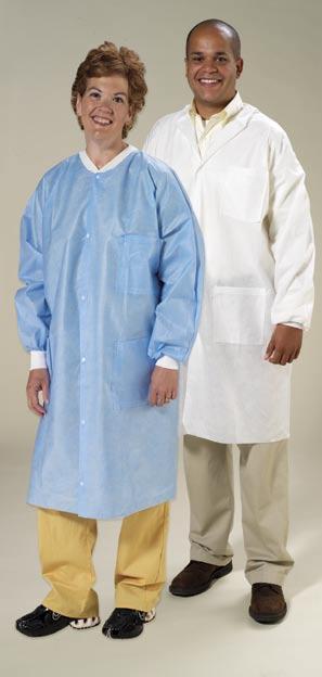 Additional styles and sizes available Lab Coats, Elastic wrists Five snap closure Two pockets The porous construction, which accounts for their breathability, makes