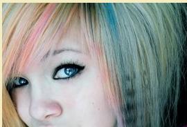 Colored streaks on bangs around the face look stunning on such hairstyles.