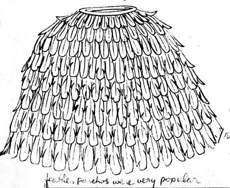 Sketch of a possible form of a feather poncho done in 1967 by Ted Brasser.