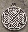 This knotwork shows 8 hearts bounded by a Celtic circle. On looking closely, one will find the rune of love "X" hidden within the design.