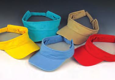 SUN VISORS FOR ALL 445-** Heavy cotton twill visor, curved brim, stitched self