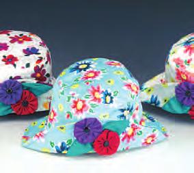 335-00 Girl s cotton hat w/embroidered flowers and scallop brim. Asst.