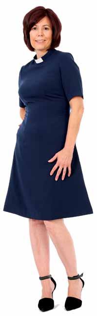 UK Sizes 4-30 Knee Length Clergy Dress from 99.99 / $143 Available in Black, Navy Blue & White.