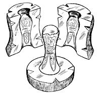 Diagram of piece-molds In the center, upside down, is the model for a wine vessel.