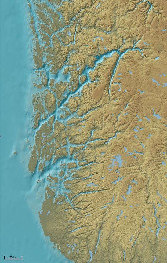 9 Fig. 1.2. Topographical map of the study area, from the blue sea and the green shaded, costal lowland to the yellow and brown shaded mountains.