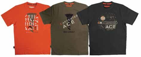 : 062179501 White 062179520 Orange 062179546 Clay 062179569 Navy 062179599 Black T-shirt with print, Carpenter ACE
