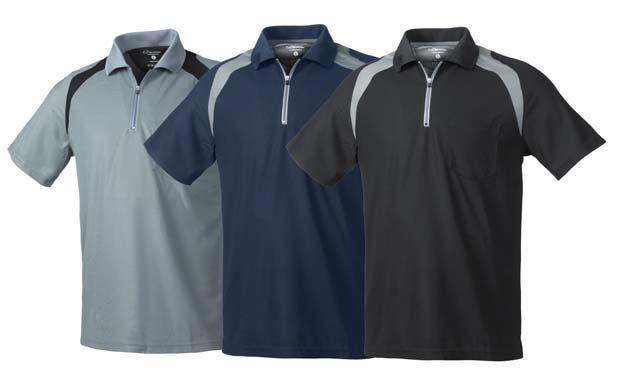 : 061079335 Grey 061079369 Navy 061079399 Black Polo shirt, On Duty Front zip, chest pocket.