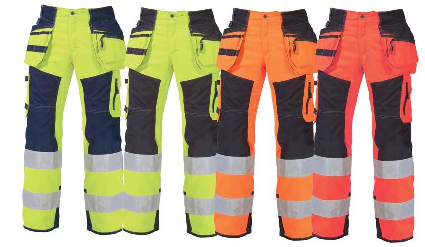 High-visibility clothing - news! Carpenter trousers Class 2 Trousers with multiple practical pockets and pouches for tools.