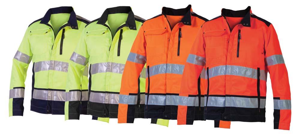 Adjustable cuffs. Fabric: High-visibility panels, 80% polyester/20% cotton. 300 g/m². Contrast panels. 65% polyester/35% cotton. 300 g/m². Wash at 85.