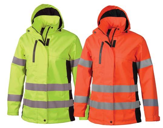 High-visibility shell jacket for women Functional women's shell jacket with practical side pockets and a chest pocket, all with zips.    Fabric 100% polyester, 230 g/m².