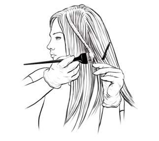 Make sure to evenly saturate each strand, but keep the application at least 1 cm away from the scalp.