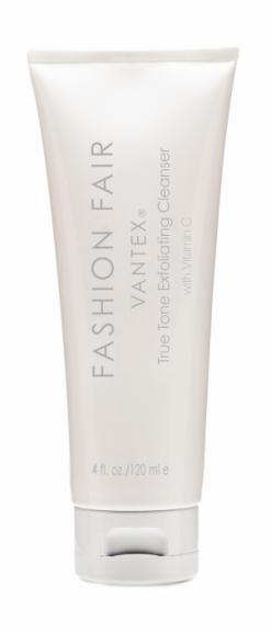 True Tone Exfoliating Cleanser with Vitamin C This cleanser gently exfoliates the skin and removes makeup and impurities.