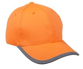 00 Structured Low Profile, Pre-Curved Peak Reflective Covered, Short Touch Strap. High vis Yellow or Orange.