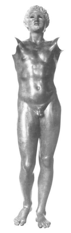 Figure 69 Statue of boy, probably Hellenistic. Bronze, height 1.28 m (50 3 /8 in.). First reported in 1503. Modern reconstruction of the arms has been removed from the photograph.