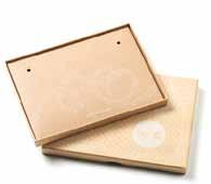 brown and white packaging is customed designed to protect, display and gift