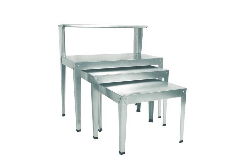 14 GALVANIZED DISPLAYS NT3R RECTANGULAR NESTING TABLES, SET OF 3: T, M, S Note: NT3R includes top shelf as