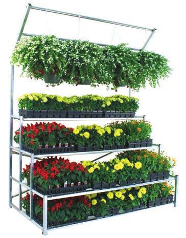 x 92"h Holds up to 21 (1020-style) flats and 12 (10 ) hanging baskets.