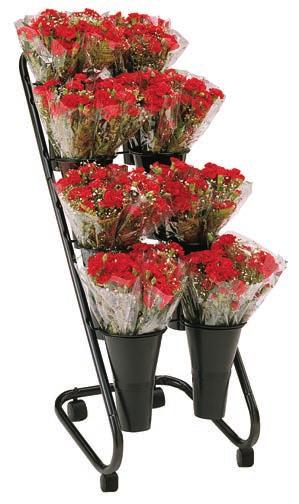 BD9H 24 1 4"d x 25"w x 47 1 2"h Includes casters, sign holder and black vases