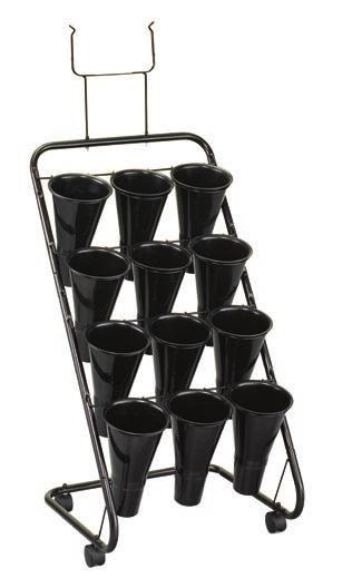BD12H 24 1 4"d x 25"w x 47 1 2"h Includes casters, sign holder and black vases