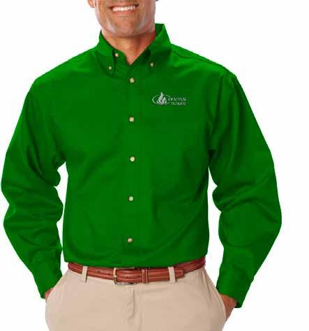 , 55/45 cotton/polyester blend with a button down collar and box back pleat.