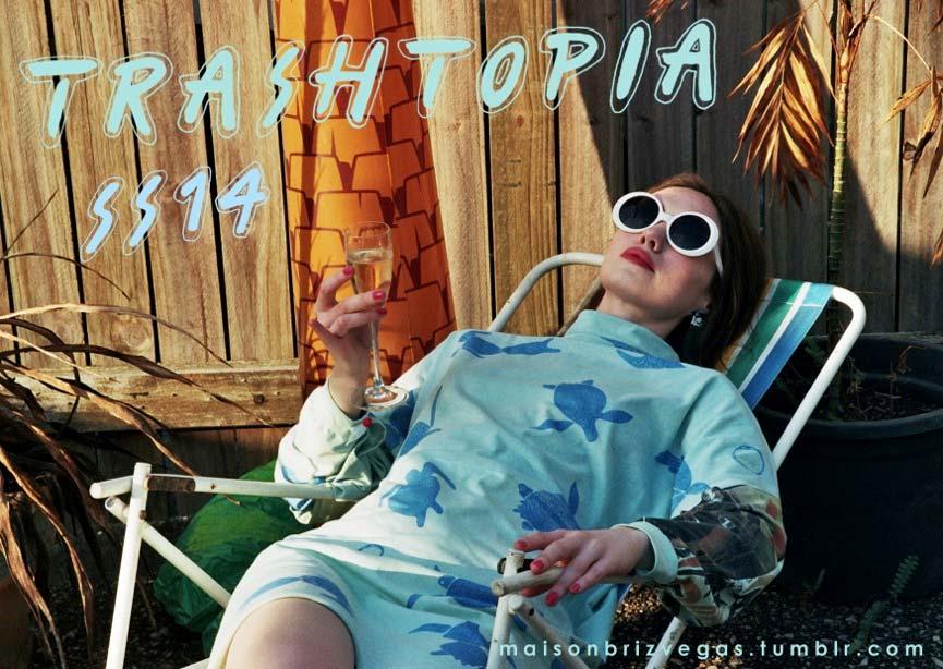 Trashtopia is their third collection, designed and created in Brisbane. Plastic pollution of the oceans and rising global temperatures were the starting points for this resort collection.