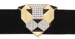 , clasp signed Bulgari, c. 1960. Length 17 1/2 inches. $3,000-4,000 186 White Gold, Diamond and Black Onyx Ring 18 kt.